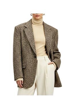 Vintage 70s beige tan old money minimalist soft knit fitted turtleneck sweater M